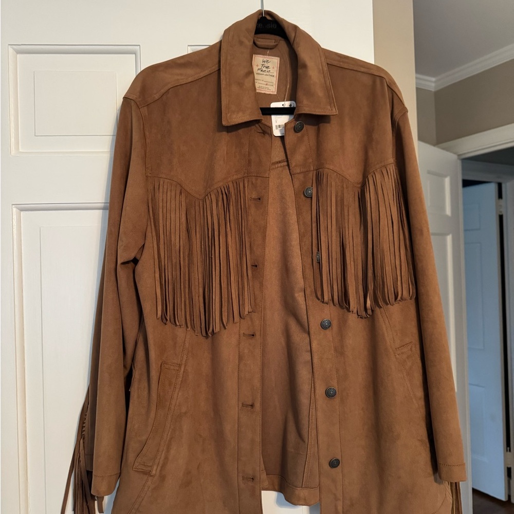 We The Free Tan Fringe Utility Jacket